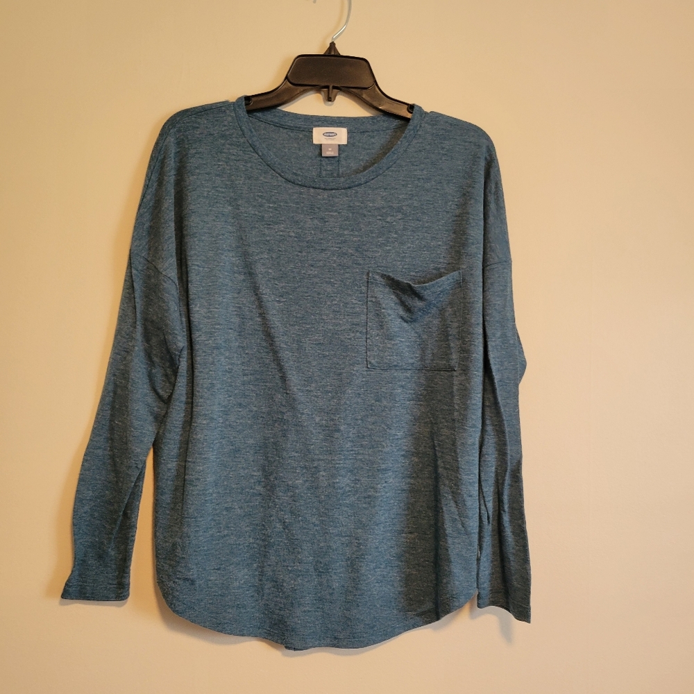 Old Navy Long Sleeve Tee Shirt Heathered Teal Size Medium
